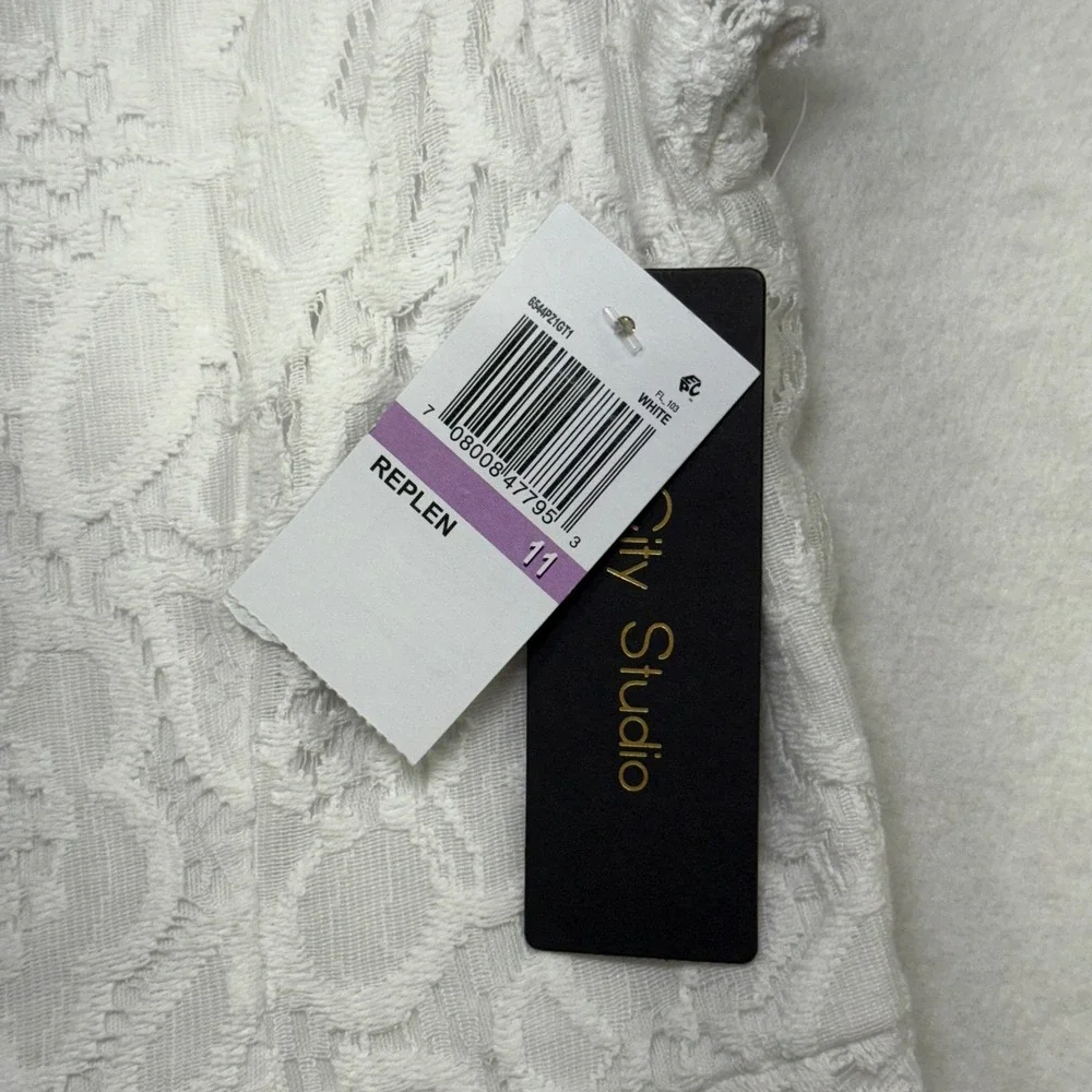 City Studio White Lace Fit Flare Dress Sleeveless Scalloped Neckline Size‎ 11